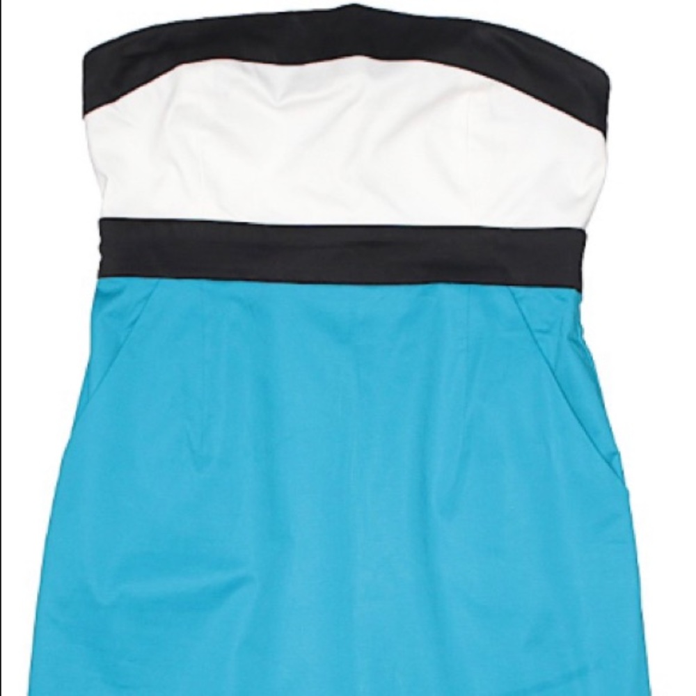 New York & Company Blue Colorblock Dress